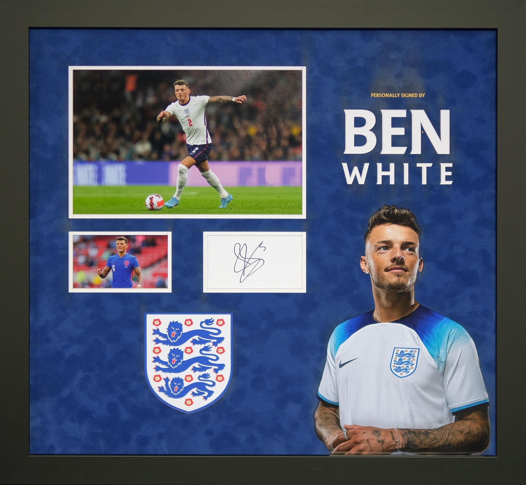 Ben White Signed White Card England 2022 - Memorabilia Framers Shop